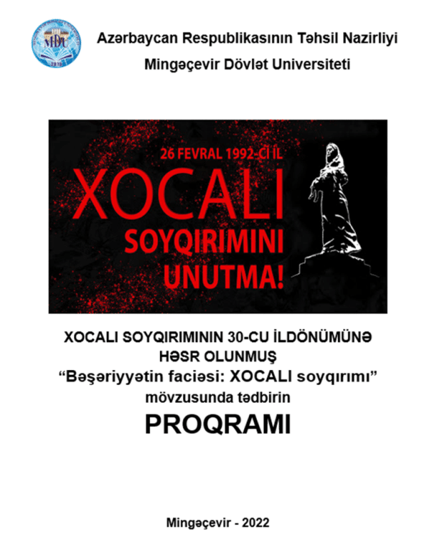 Mingəçevir Dövlət Universitetində Xocalı faciəsinin otuzuncu ildönümünə həsr olunmuş tədbir keçirilib