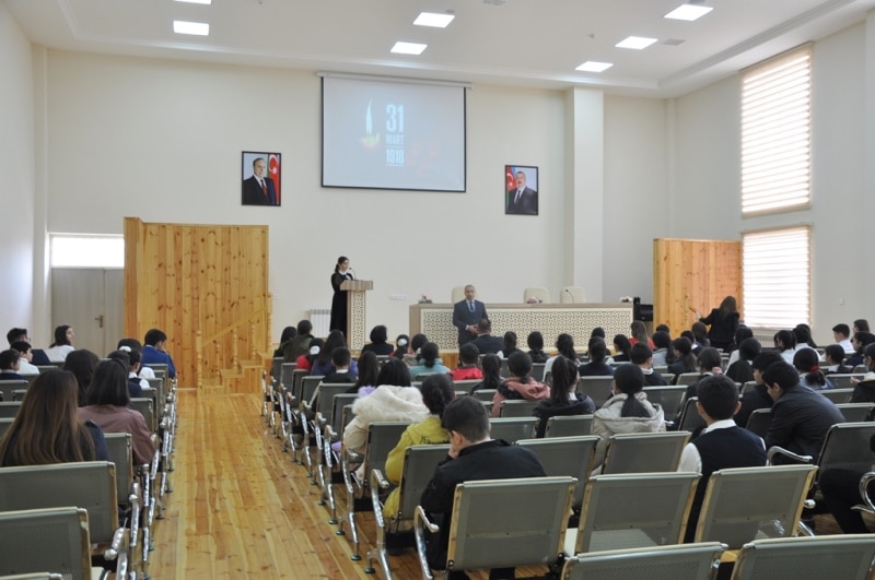 Mingəçevir Dövlət Universitetinin tələbələri məktəblilər üçün Mart soyqırımına həsr edilmiş tədbir keçiriblər
