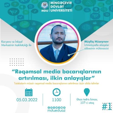 Mingəçevir Dövlət Universitetində rəqəmsal media bacarıqları ilə bağlı təlimlərə başlanılıb