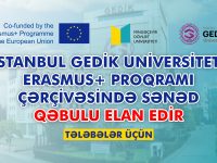 Türkiyə Respublikasının  İstanbul Gedik  Universiteti Erasmus+ proqramı çərçivəsində sənəd qəbulu elan edir