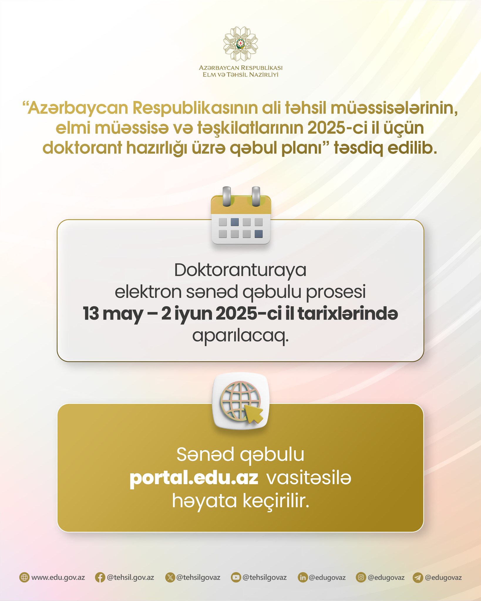 You are currently viewing Doktorantura səviyyəsi üzrə elektron sənəd qəbulu prosesi başladı