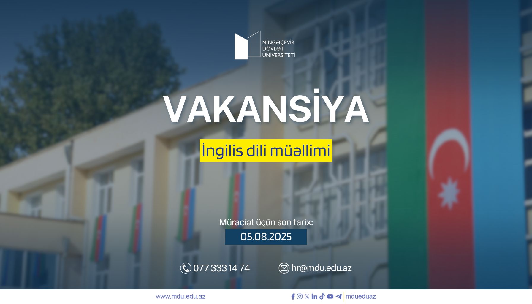 You are currently viewing Mingəçevir Dövlət Universiteti vakansiya elan edir: İngilis dili müəllimi