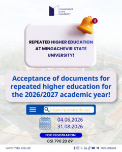 Mingəçevir DÖVLƏT UNİVERSİTETİNDƏ TƏKRAR ALİ TƏHSİL!2